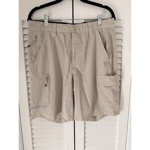 Huk Fishing Shorts 10" Stretch Next Level Performance Pockets Beige Men's M NWOT